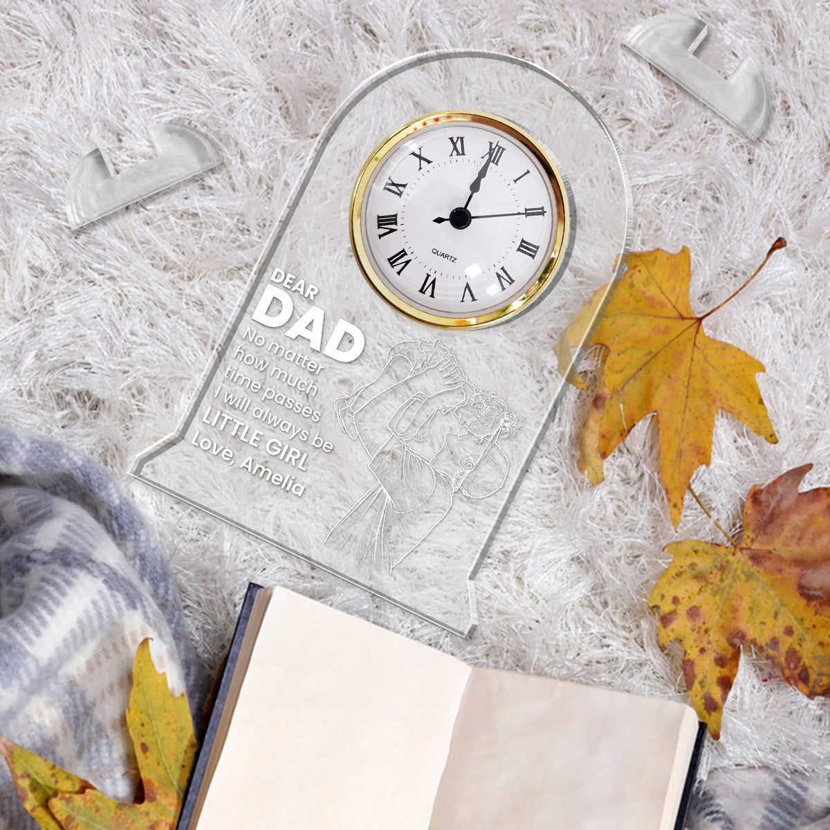 How Much Time Passes, I Will Always Be Your Little Girl, Boy - Personalized Desk Clock
