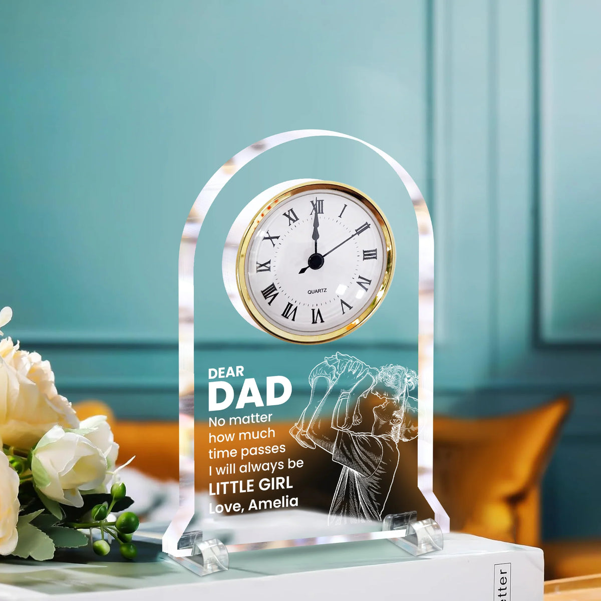 How Much Time Passes, I Will Always Be Your Little Girl, Boy - Personalized Desk Clock