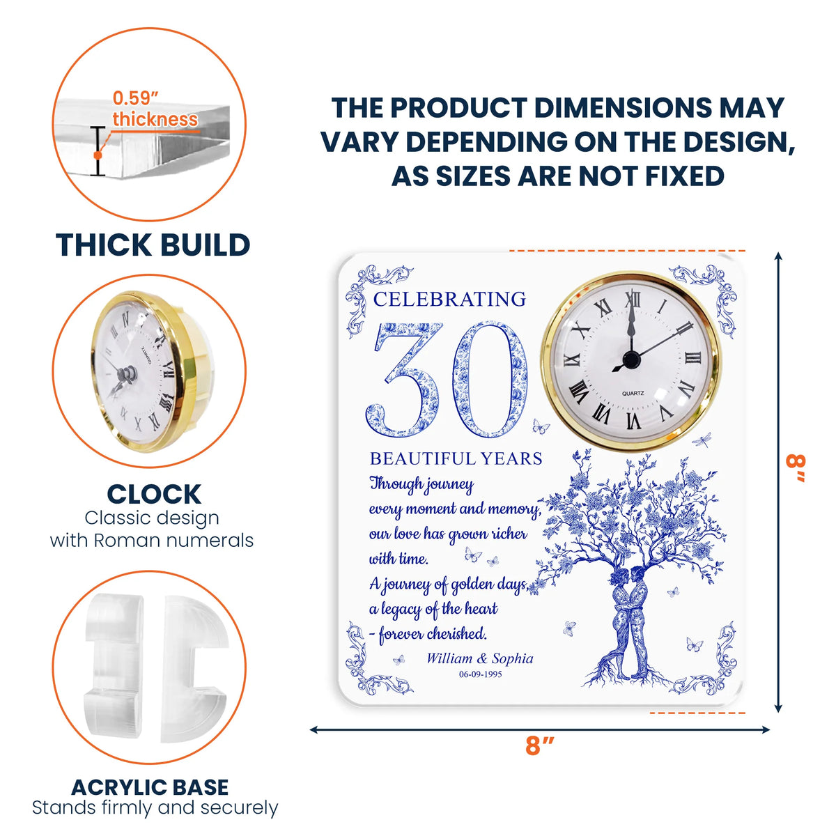 Celebrating Beautiful Years Anniversary - Personalized Acrylic Desk Clock