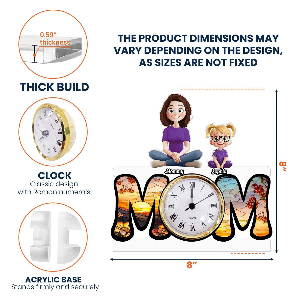 No Matter How Much Time Goes By We Will Always Be Your Little Girls, Boys - Personalized Acrylic Desk Clock