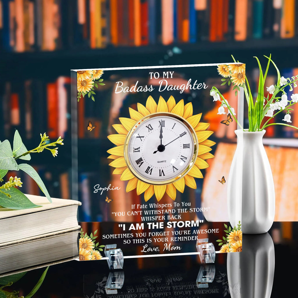 To My Daughter Gift If Fate Whisper To You - Personalized Acrylic Desk Clock