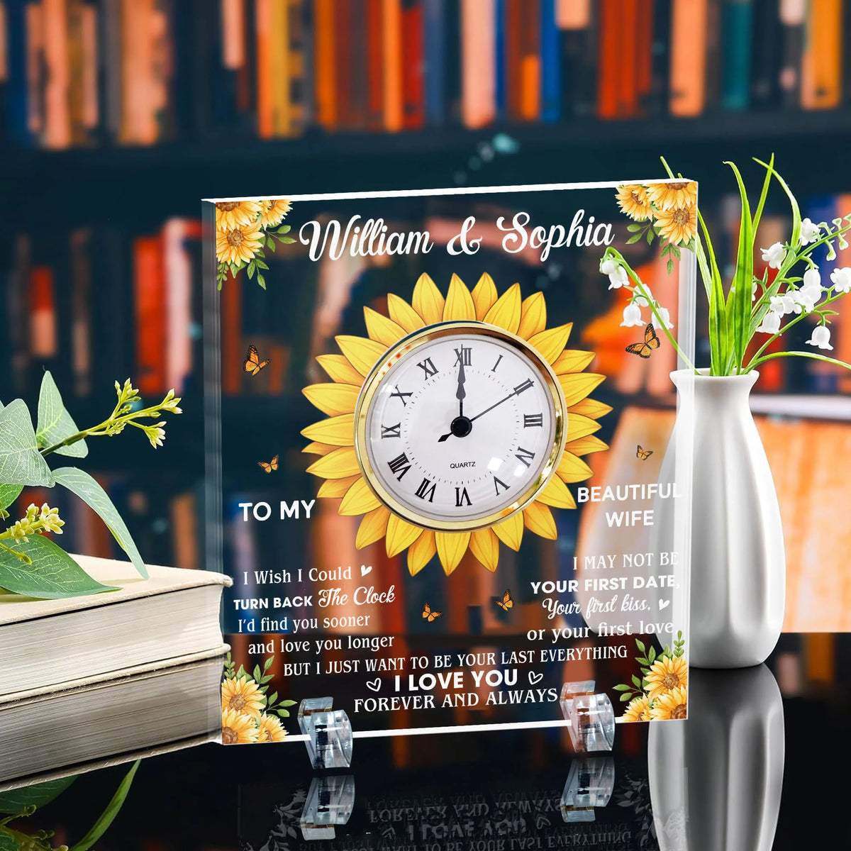 To My Wife Gift I Wish I Could Turn Back The Clock - Personalized Acrylic Desk Clock