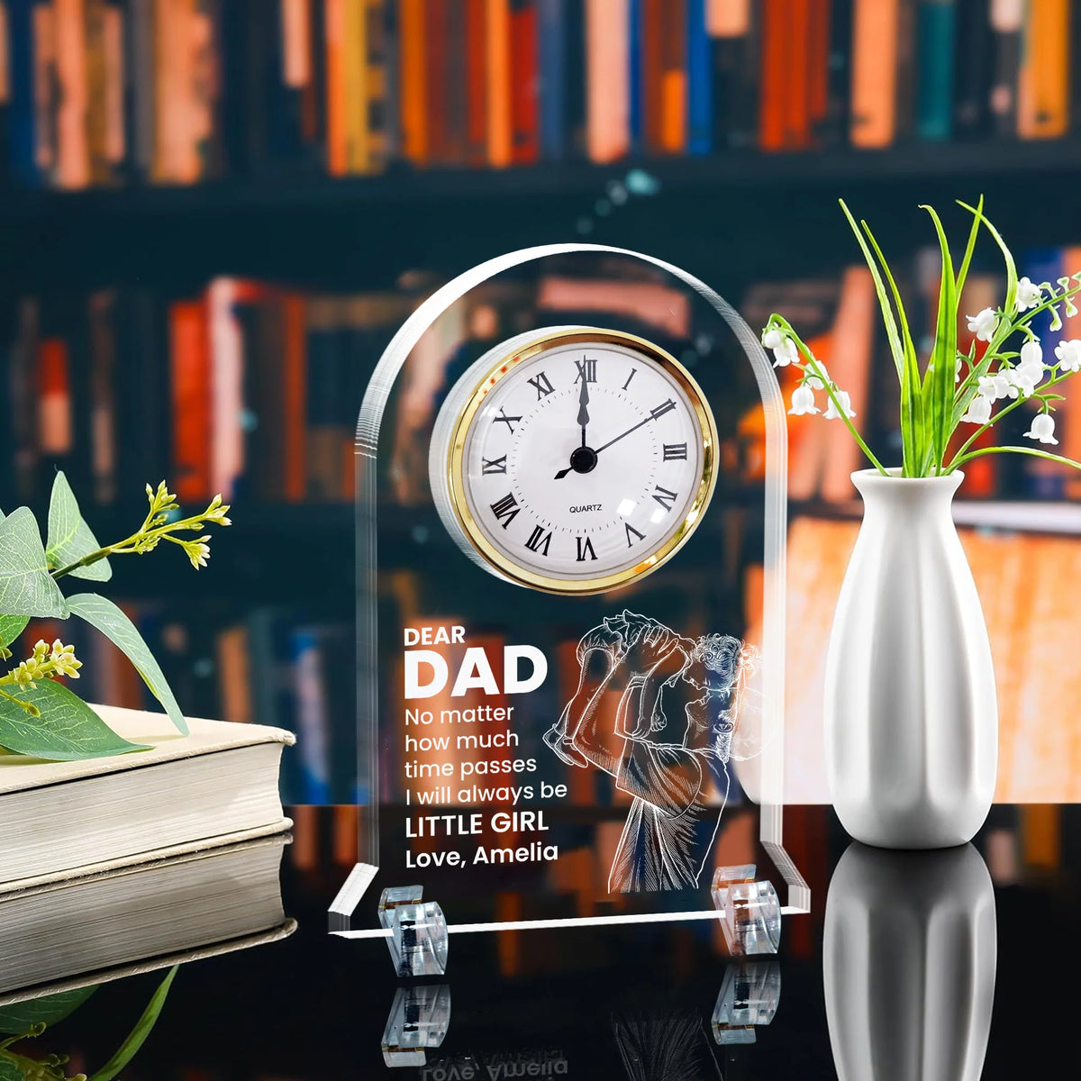 How Much Time Passes, I Will Always Be Your Little Girl, Boy - Personalized Desk Clock