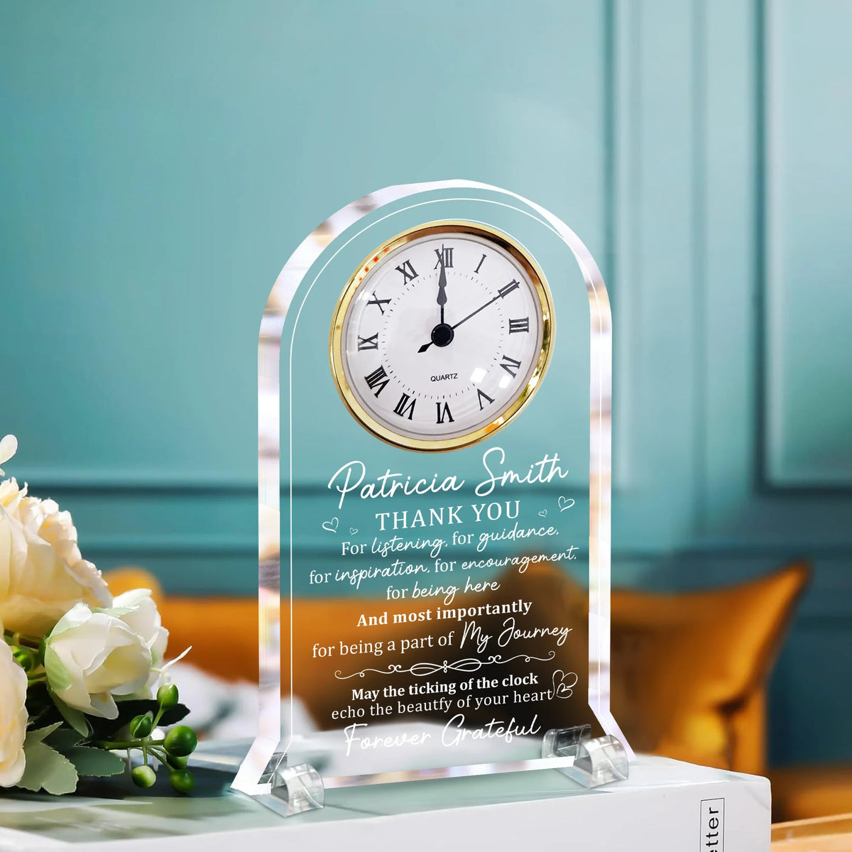 Thank You For Listening, For Guidance Retirement Gift - Personalized Acrylic Desk Clock